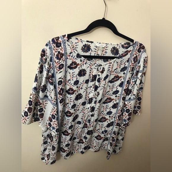 Lucky Brand Womens Viscose Flutter Sleeve Floral Print Peasant Blouse Size 3X - Picture 7 of 15